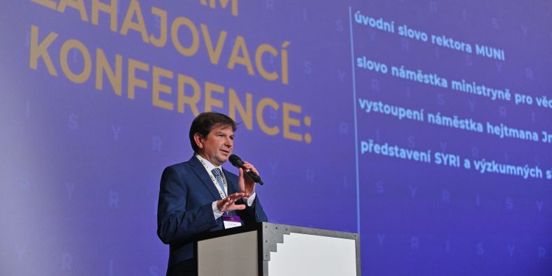 Rector Martin Bareš during the opening speech at the SYRI launch conference 