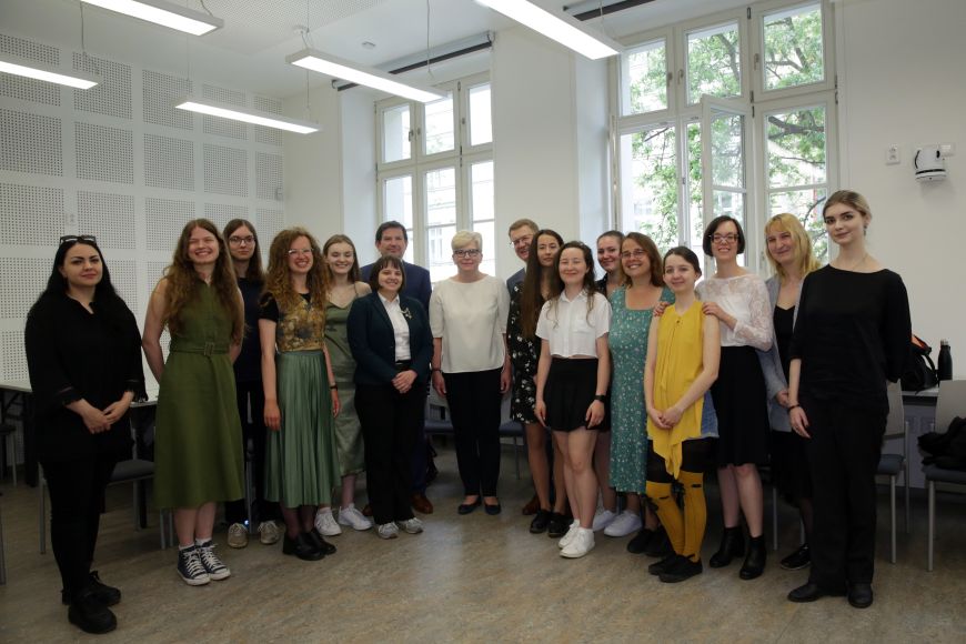 Setkání premiérky Litvy a studentů Masarykovy univerzity. 