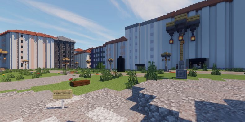 Brněnské náměstí Svobody v Minecraftu. 