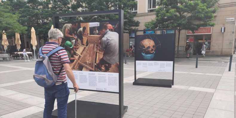 Výstavu Johann Gregor Mendel organizátoři umístili na Moravské náměstí v Brně.